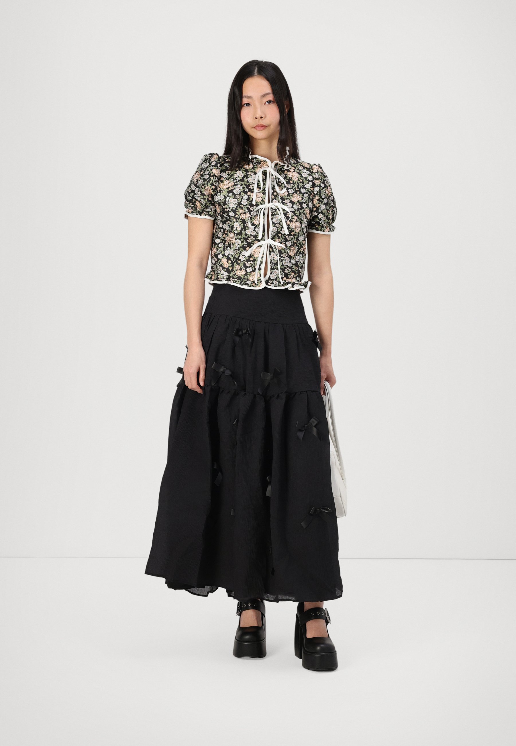 Sister Jane BIRDIE BOW MIDI SKIRT - A-line skirt - black