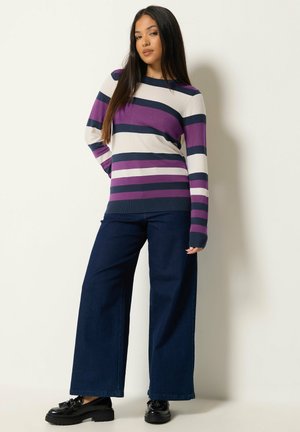 M&Co, WOMEN'S STRIPED JUMPERS - Pullover - purple