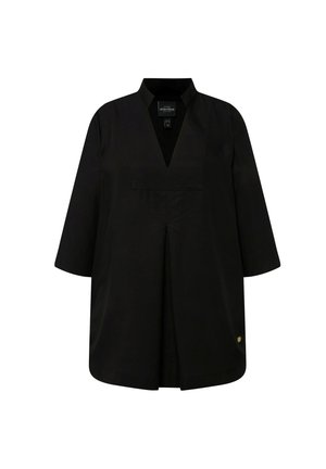 Ulla Popken LONGLINE 3/4 SLEEVE COLLARED - Blůza - black