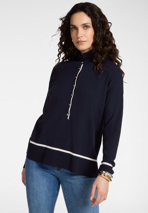 CON BOTTONI E PROFILI A CONTRASTO - Poloshirt - blu