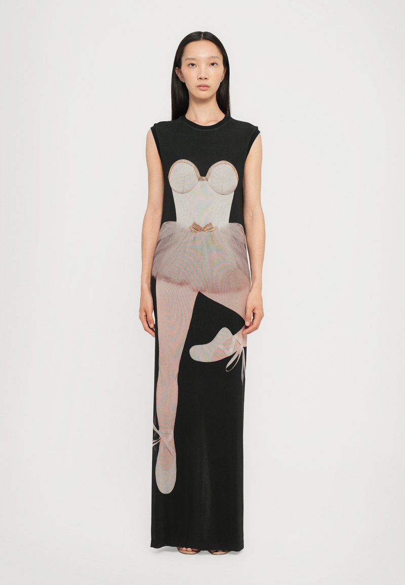 MOSCHINO - PRINT ON TULLE DRESS - Vestito di maglina - black, Ingrandire