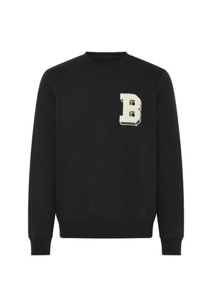Sweatshirt noir avec un col rond et des poignets côtelés. Doté d'un grand logo blanc en forme de lettre "B" sur la poitrine gauche. Fabriqué en tissu doux.