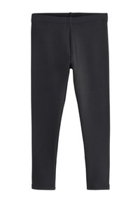 Leggings nere realizzati in un tessuto misto cotone elastico, caratterizzati da una texture liscia e una vita elastica per garantire comfort. Cuciture non visibili.