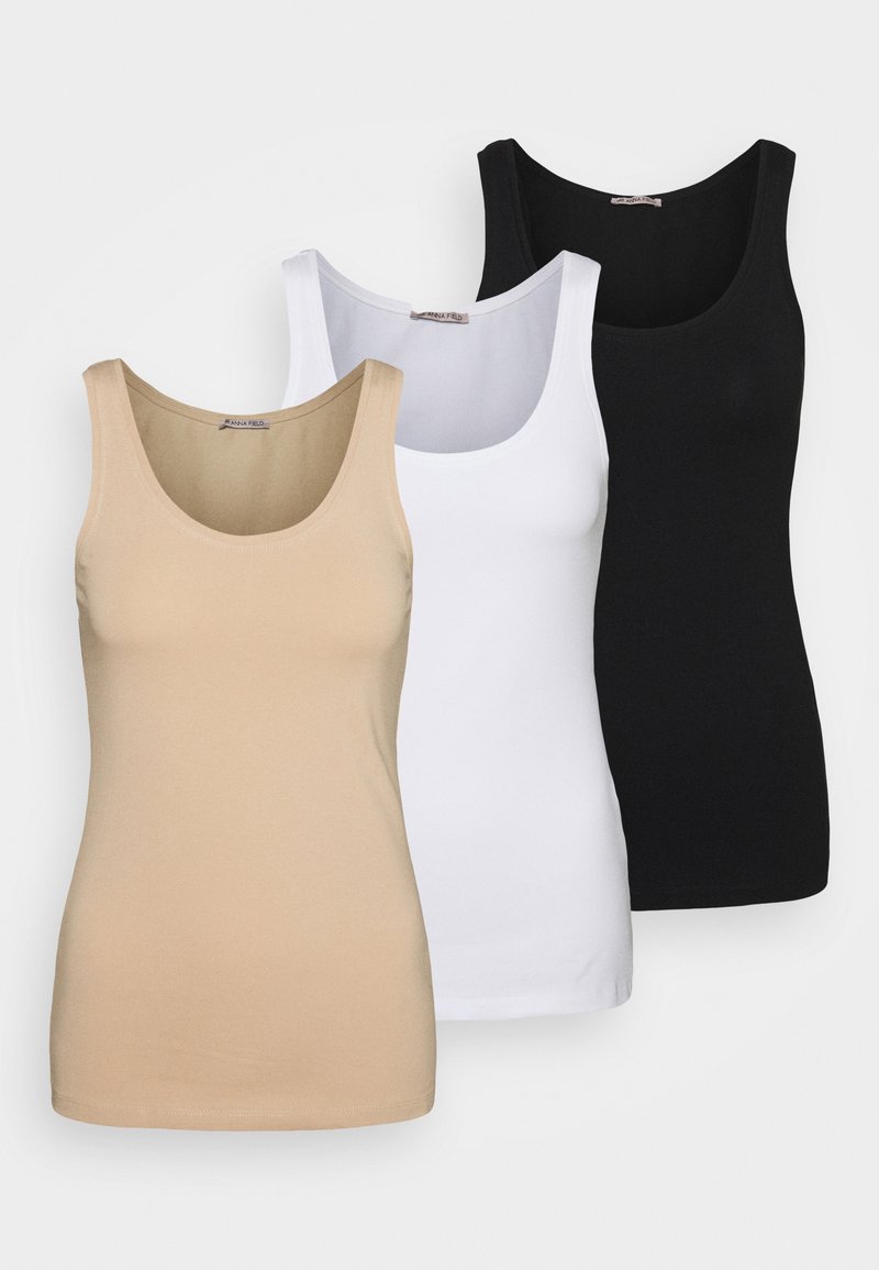Anna Field BASIC TANK 3 PACK - Top - black/white/nude