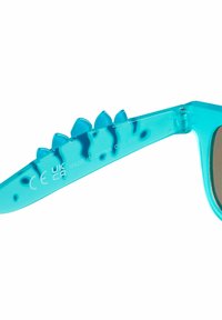 Sunglasses i aqua-farve med en tekstureret arm med piggdesign, fremstillet af gennemsigtigt plast. Linserne er bruntonede.
