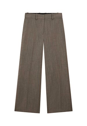 Massimo Dutti STRAIGHT HERRINGBONE  - Pantalon classique - dark brown
