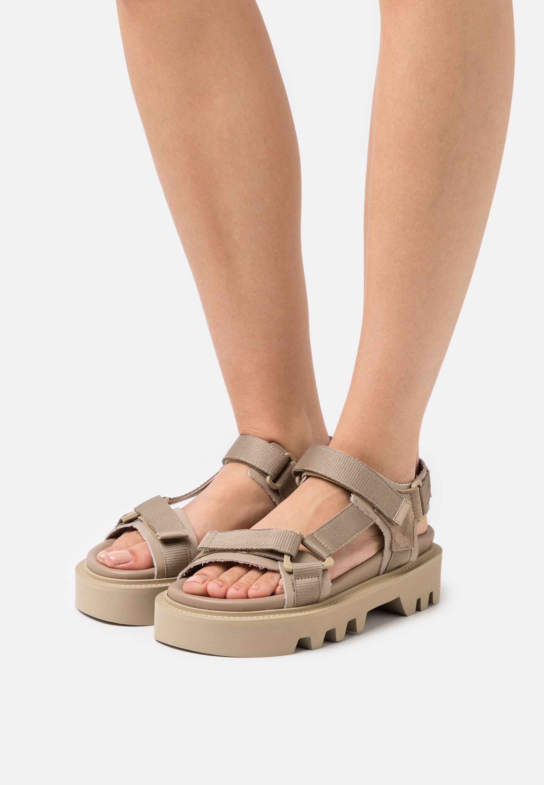 taupe platform sandals