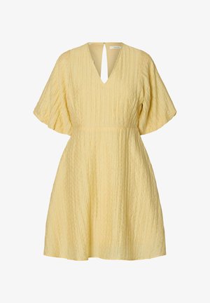 Selected, MIDIKLEID KURZÄRMELIGES - Freizeitkleid - italian straw