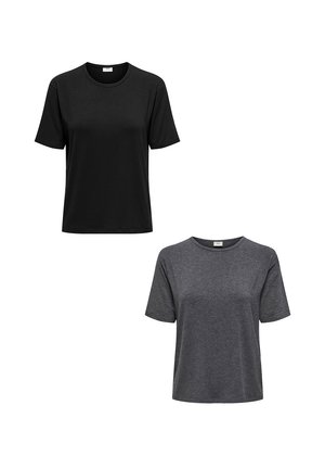 2ER-SET WEICH REGULAR FIT RUNDHALS - T-Shirt basic - schwarz dunkelgrau