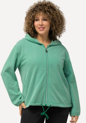 Ulla Popken DRAWSTRING HEM TWO-TONE - Strickjacke - emerald