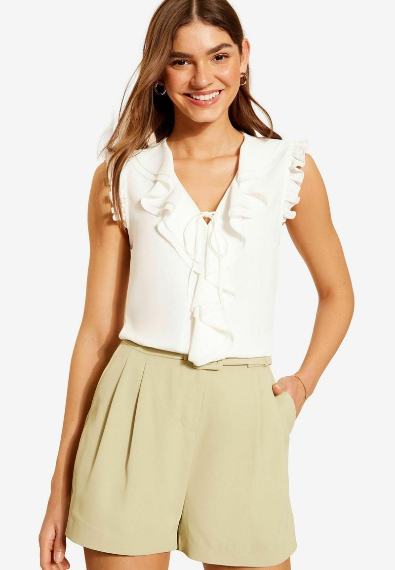 Friends Like These RUFFLE TIE FRONT - Blūze - ivory white