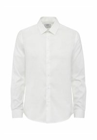 Biała koszula z długim rękawem wykonana z bawełny. Posiada klasyczny kołnierzyk, zapięcie na guziki z przodu oraz subtelne haftowane logo na piersi.