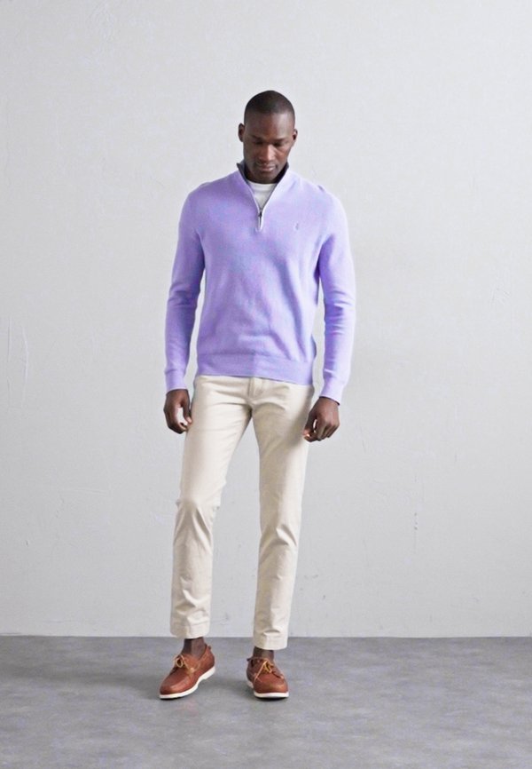 MESH KNIT COTTON QUARTER-ZIP SWEATER - Jumper - sky lavender3