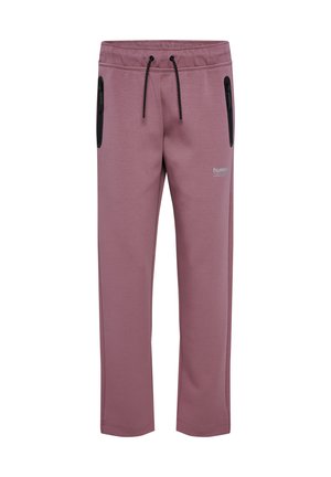 Lilla sweatpants med elastisk talje, sorte lynlåslommer og et sølvlogo foran. Fremstillet af blødt stof med lige snit.