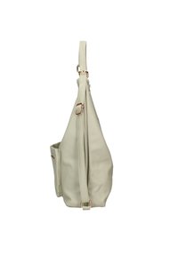 Borsa hobo in ecopelle verde chiaro con una sola tracolla, tasca laterale, texture liscia e dettagli in metallo dorato.