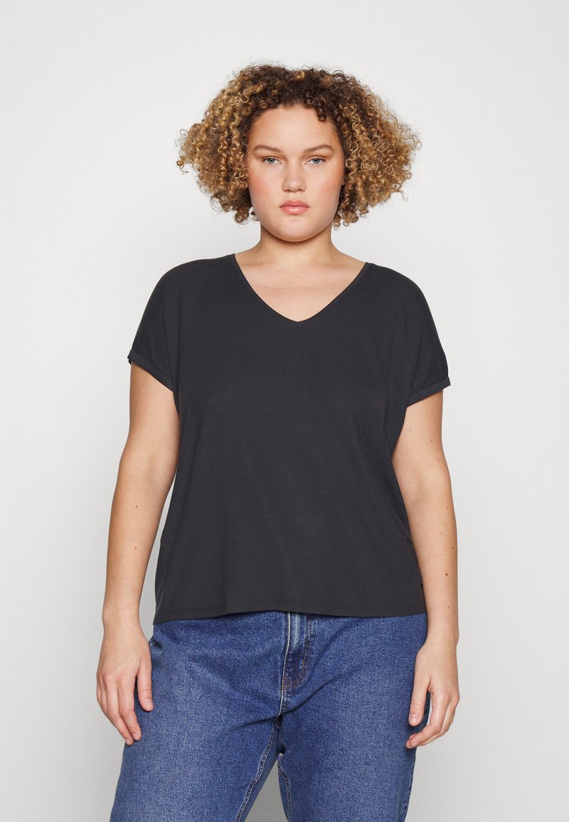 Vero Moda Curve VMAYA V-NECK NOOS CURVE - T-shirt basic - black