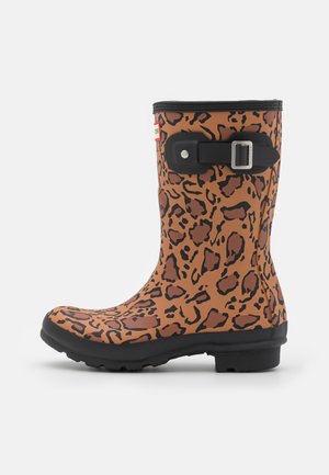 Hunter ORIGINAL WOMENS SHORT LEOPARD VEGAN - Gummistøvler - rich tan/saddle/black
