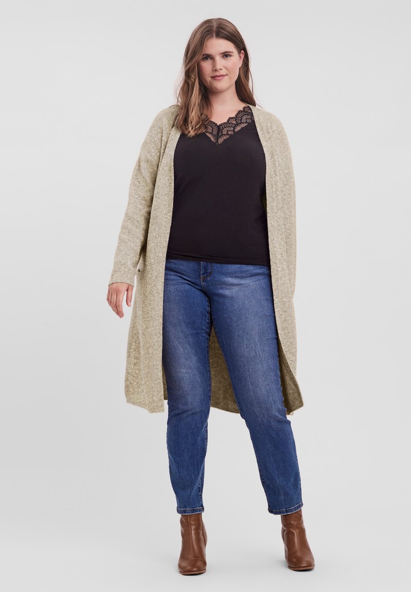 Vero Moda Curve VMCDOFFY LS LONG OPEN  NOOS - Gilet - sepia tint