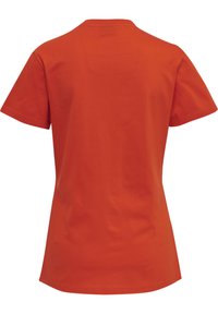 Korte mouwen t-shirt in levendig oranje katoen, met een klassieke ronde hals en een soepele textuur, zonder zichtbare patronen of accenten.