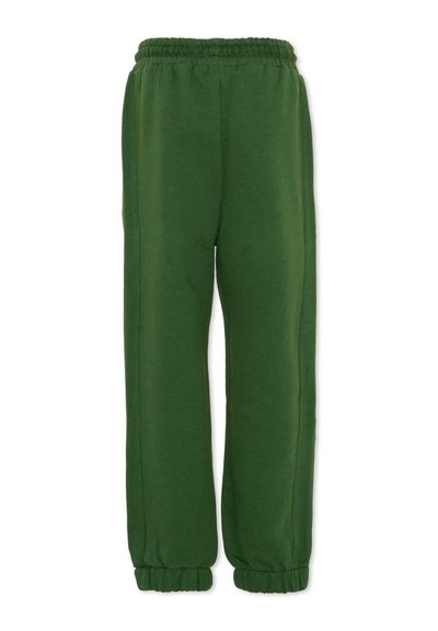 Groene sweats met een zachte textuur, een elastische tailleband en gathered boorden. Ze hebben een losse pasvorm en een rechte pijpvorm.