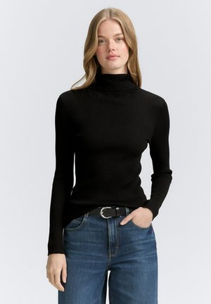 TOM TAILOR DENIM ROLLKRAGEN - Jumper - deep black