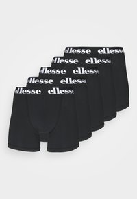 Svarta bomullsboxershorts i ett paket om fem, med en vit "ellesse"-logotyp på den elastiska midjebandet. Slät textur, klassisk design.