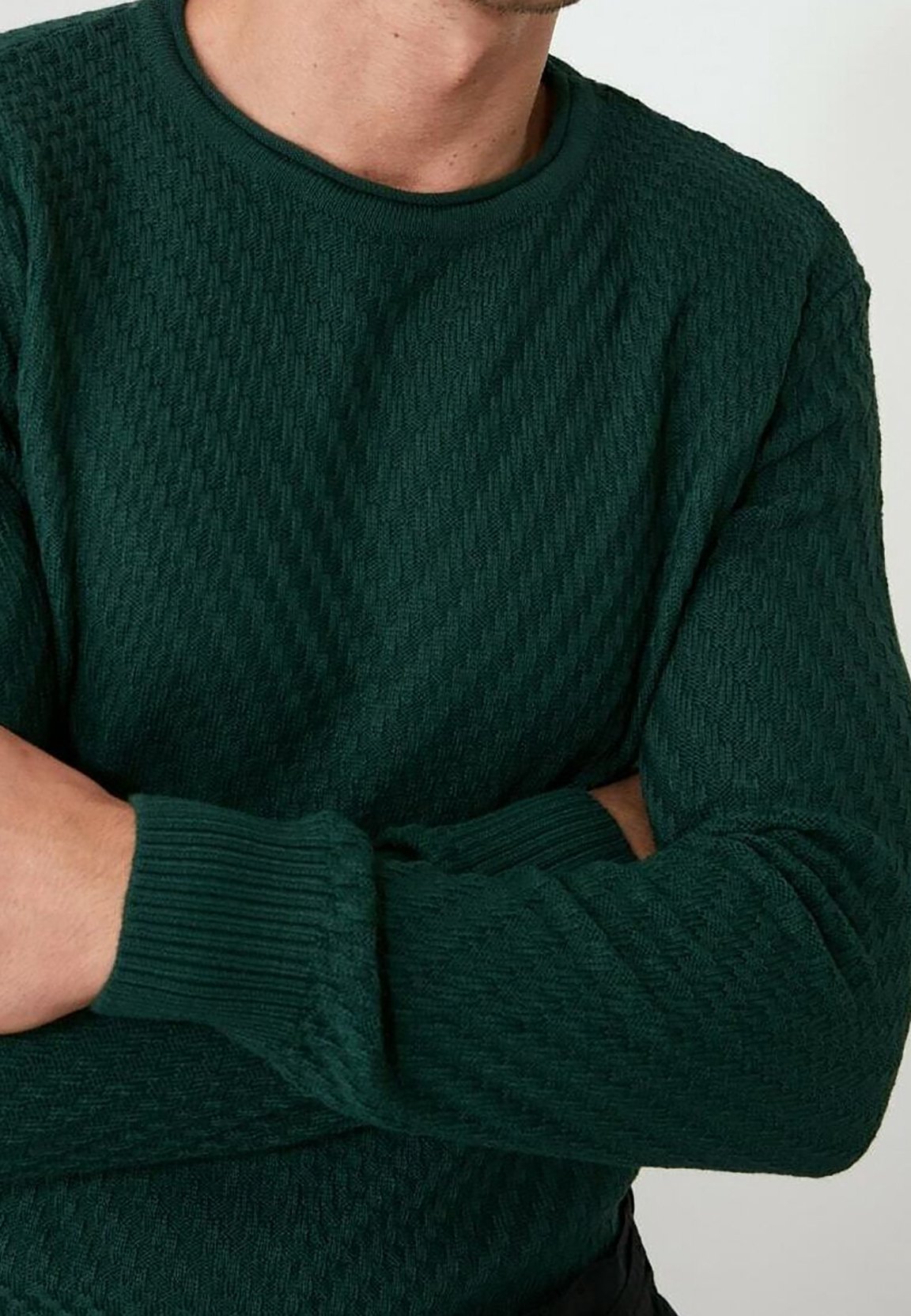 Suéter Microestructura Cuello Redondo Ajustado | Suéteres Y Cárdigans De Hombre | Springfield-MX