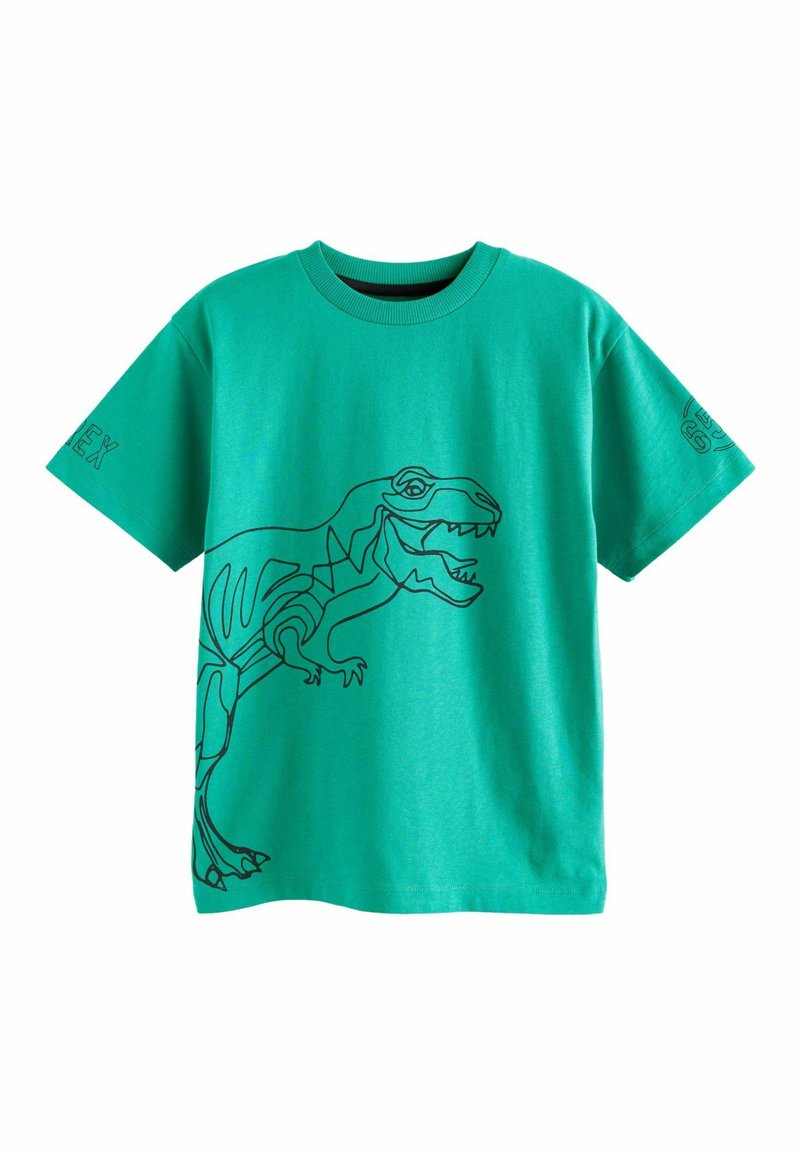 Next RELAXED FIT SHORT SLEEVE GRAPHIC STANDARD - Nyomott mintás póló - green linear dino