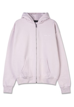 Hellblaue Zip-Up Kapuzenjacke aus weichem Material, mit einer Fronttasche, gerippten Bündchen und dem weißen "PEGADOR"-Logo auf der linken Seite.