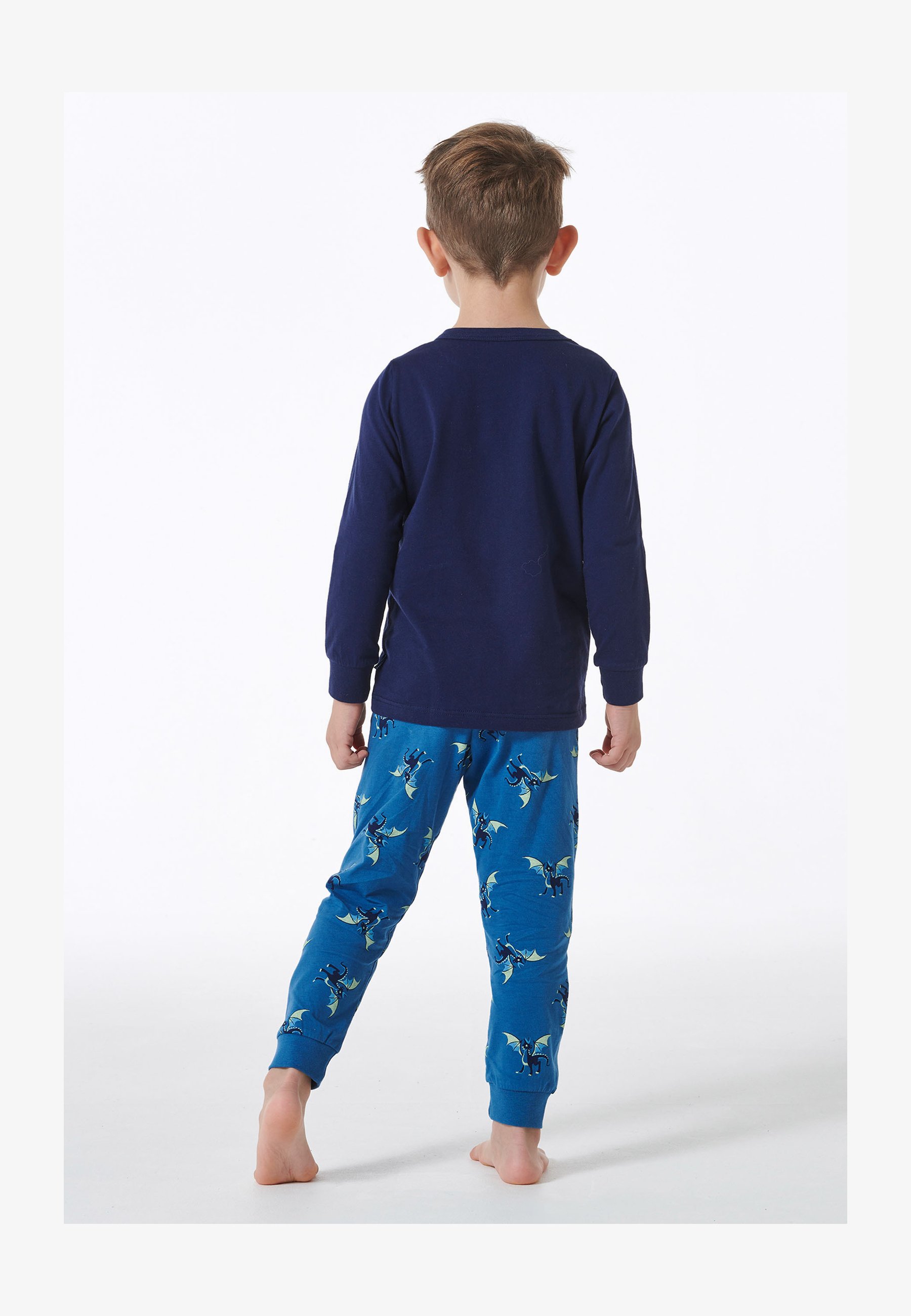 Schiesser Pigiama Bambini E Ragazzi In Qualità Interlock - Maglia Con Scritta E Pantaloni A Quadretti - Caldo E Morbido