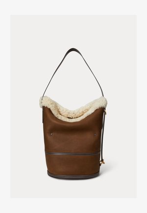 Polo Ralph Lauren BUCKET BAG MEDIUM - Torba za nakupovanje - dark brown/cream