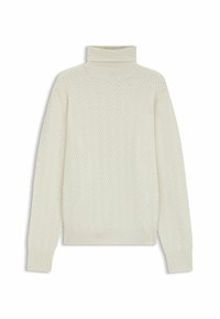 Maglione crema a collo alto con un motivo a spina di pesce testurizzato, polsini e orlo a costine, realizzato in un morbido tessuto a maglia e con una vestibilità rilassata.