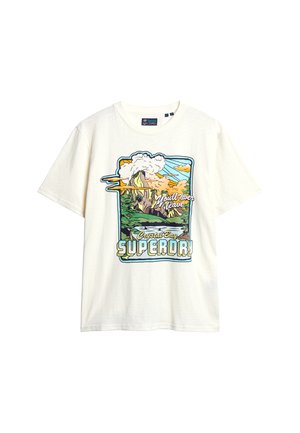Superdry & Co NEON TRAVEL GRAPHIC - T-shirt imprimé - off white slub