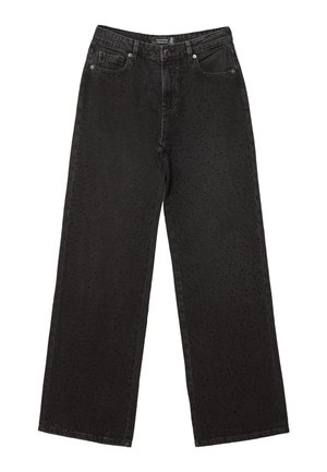 Stradivarius, STRAIGHT-FIT JEANS WITH RHINESTONES - Jean droit - mottled light grey