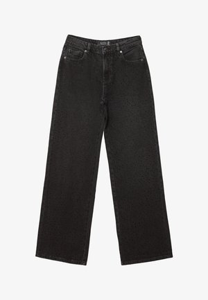 Stradivarius, STRAIGHT-FIT JEANS WITH RHINESTONES - Džínsy s rovným strihom - mottled light grey