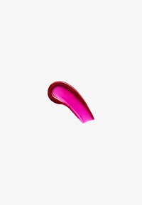 Heller Pink- und tiefroter kosmetischer Produktstrich mit glänzender Oberfläche, geformt wie ein gebogener Pinselstrich, mit einer glatten Textur.