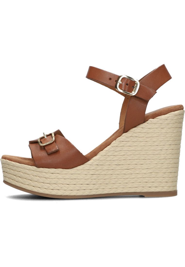 Unisa Sandalen met sleehak bruin