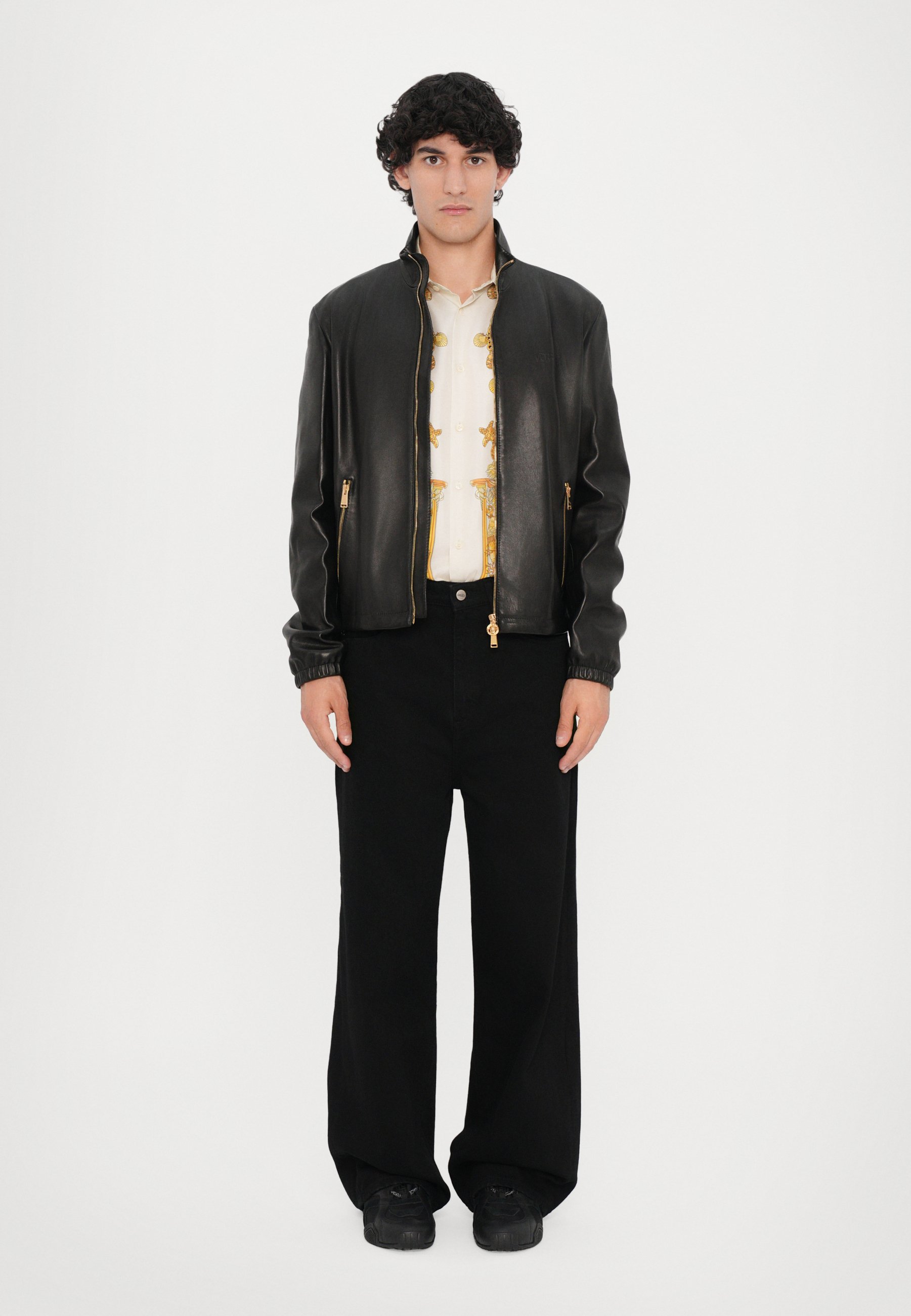 Versace BLOUSON - Leather jacket - black - Zalando.ie
