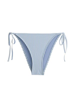 OYSHO, TEXTURED STRIPE MEDIUM-COVERAGE BIKINI BRIEFS WITH TIES - Bikinibroekje - light blue