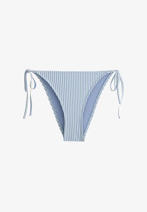 OYSHO, TEXTURED STRIPE MEDIUM-COVERAGE BIKINI BRIEFS WITH TIES - Bikinibroekje - light blue