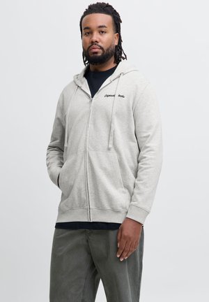 Jack & Jones, Zip Plus Size Zip - Vetoketjullinen college - white melange