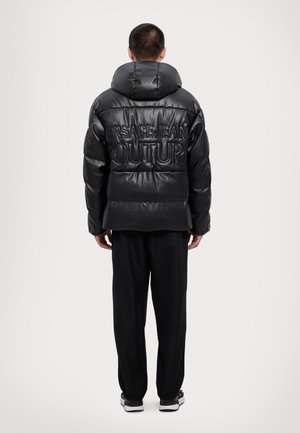 LOGO QUILTED - Faux leather jacket - black