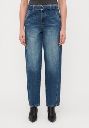 ONLDURAN BALLON BELT - Blugi loose fit - dark blue denim