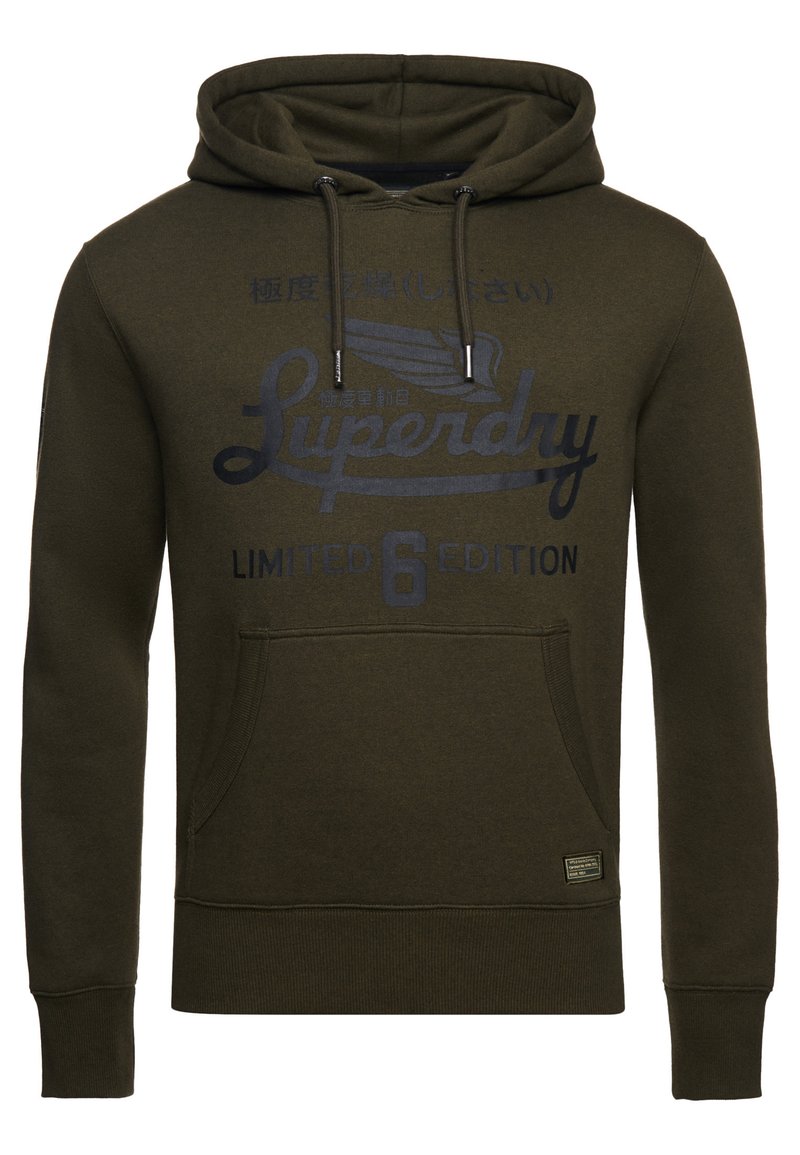 Superdry MILITARY GRAPHIC - Hoodie - black olive grit/olive - Zalando.de