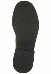 Suola di scarpa in gomma nera con motivo testurizzato, caratterizzata da disegni circolari e ondulati. Marcata con "37" e il marchio "BAGATTI".
