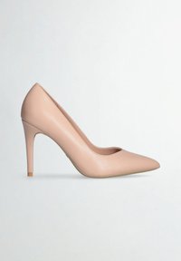 Décolleté in pelle nuda con tacco alto e punta affilata, dal design elegante. Presenta un sottile tacco a stiletto e una finitura liscia e lucida.