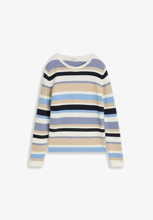 TOM TAILOR, KNIT STRUCTURE CREWNECK - Trui - navy blue beige stripe