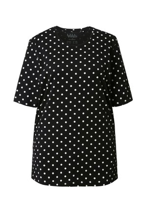 Ulla Popken, POLKA DOT CREW NECK TEE - T-Shirt print - black