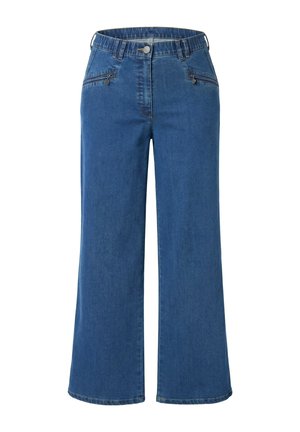 Ulla Popken, STRETCH-FIT ZIP POCKET MONY STYLE JEANS - Wide leg - blue denim