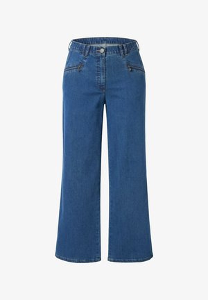 Ulla Popken, STRETCH-FIT ZIP POCKET MONY STYLE JEANS - Wide Leg - blue denim